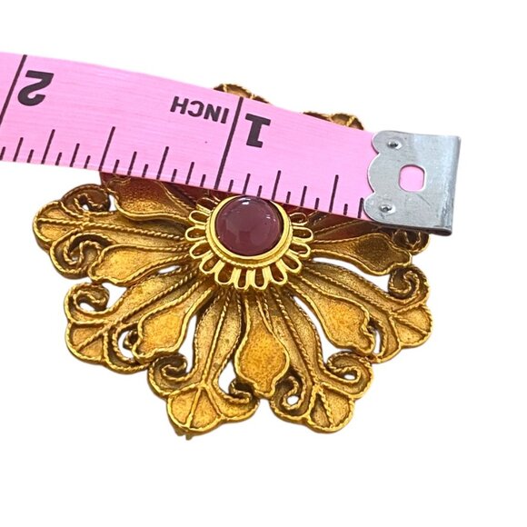 VTG MMA USA METROPOLITAN MUSEUM OF ART GOLD TONE FLOWER STONE PENDANT BROOCH PIN - Picture 3 of 8
